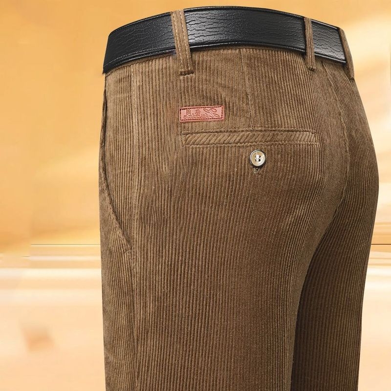 Férfi magas derekú, egyenes szabású casual nadrág, college stílus, tavasz