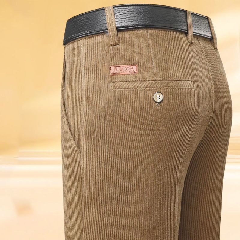 Férfi magas derekú, egyenes szabású casual nadrág, college stílus, tavasz