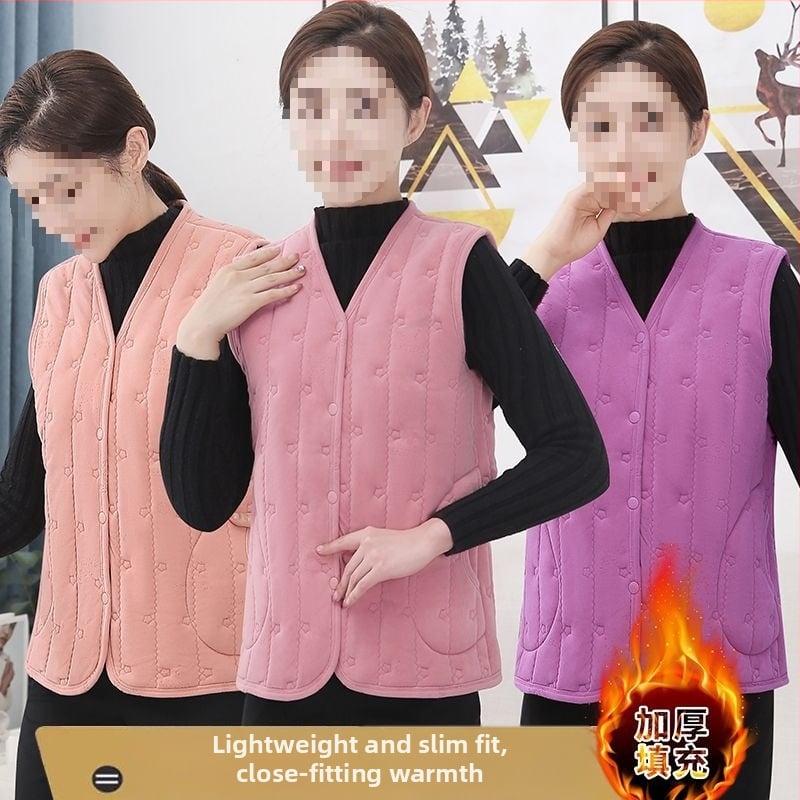 Γυναικείο γιλέκο με χιονονιφάδες, V-λαιμός, ultra-κοντό μήκος ≤40 cm, ύφασμα: μαλλί προβάτου κασμίρ, γέμισμα: μαλλί