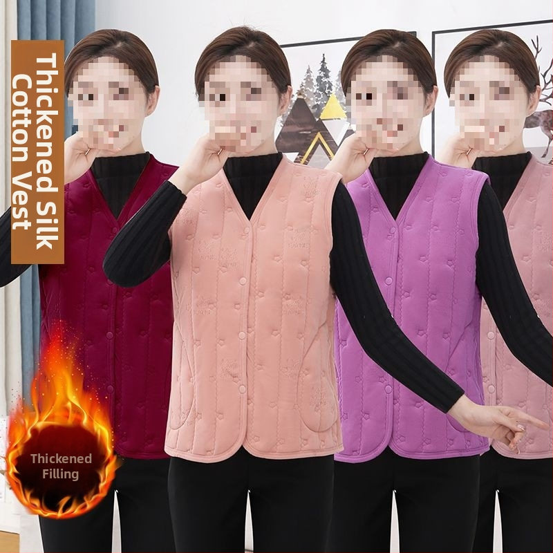 Γυναικείο γιλέκο με χιονονιφάδες, V-λαιμός, ultra-κοντό μήκος ≤40 cm, ύφασμα: μαλλί προβάτου κασμίρ, γέμισμα: μαλλί