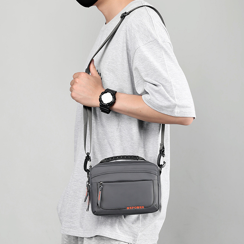 Férfi válltáska, nylon anyagból, poliészter béléssel, betű mintával, utcai trend stílussal, légáteresztő és ultra könnyű