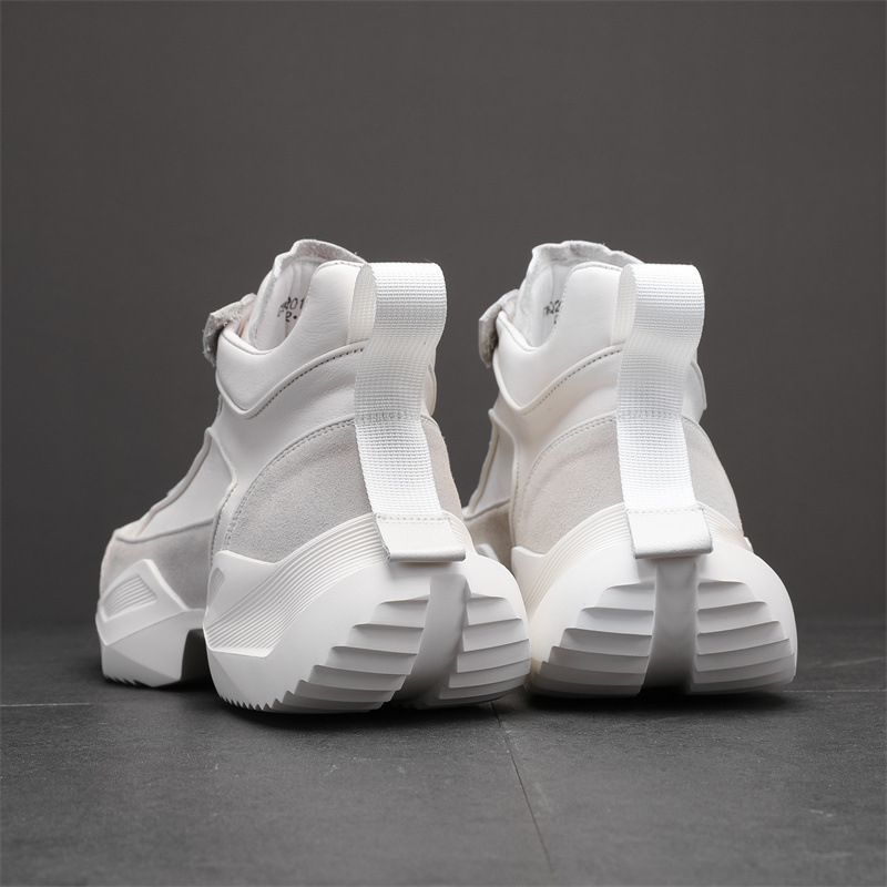 Ανδρικά μποτάκια με πλατφόρμα, δερμάτινο επάνω μέρος, 3–5 cm ύψος φτέρνας, στρογγυλή μύτη, αναπνοή, απορρόφηση κραδασμών