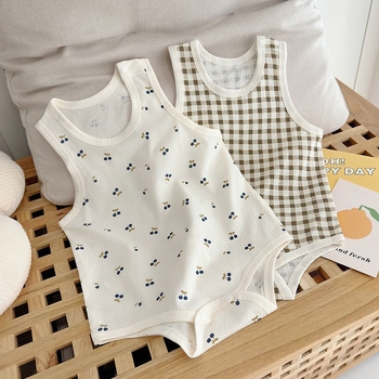 Βαμβακερό φορμάκι χωρίς μανίκια με τιράντες, σε στυλ δάσους, για βρέφη και νήπια το καλοκαίρι