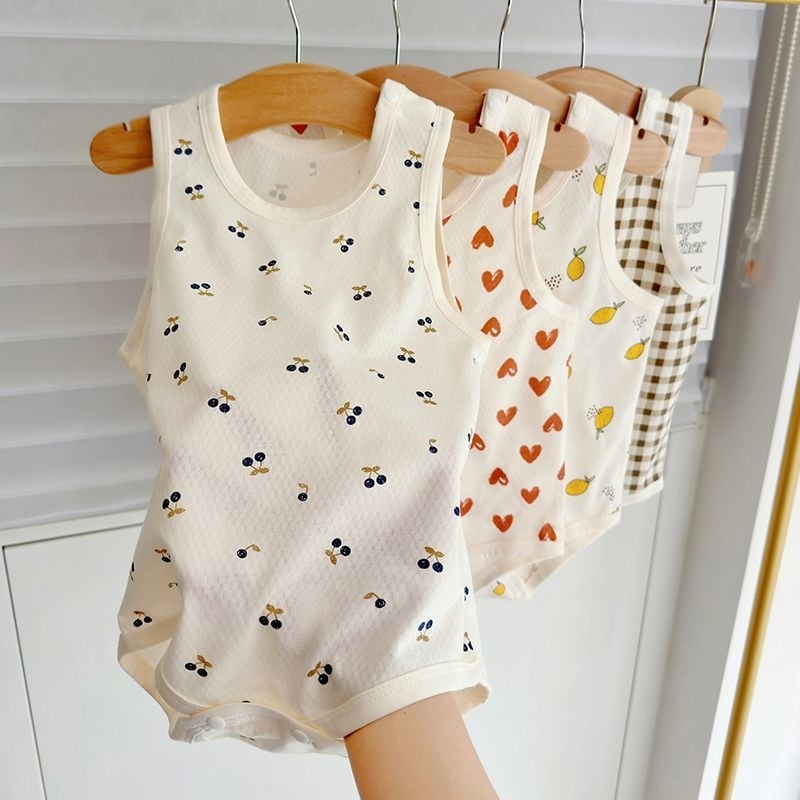 Βαμβακερό φορμάκι χωρίς μανίκια με τιράντες, σε στυλ δάσους, για βρέφη και νήπια το καλοκαίρι