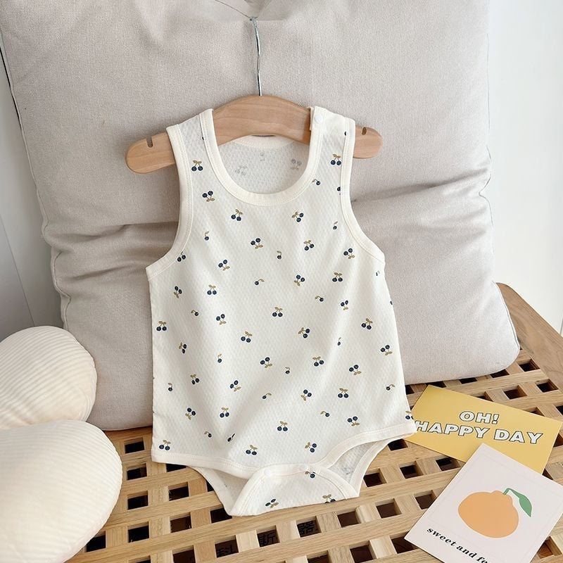 Βαμβακερό φορμάκι χωρίς μανίκια με τιράντες, σε στυλ δάσους, για βρέφη και νήπια το καλοκαίρι
