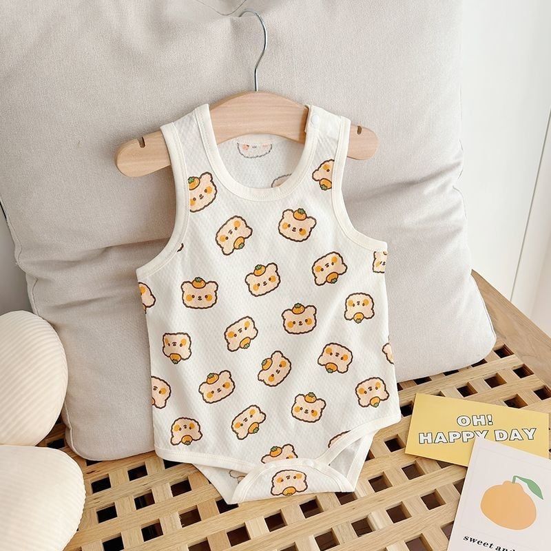 Βαμβακερό φορμάκι χωρίς μανίκια με τιράντες, σε στυλ δάσους, για βρέφη και νήπια το καλοκαίρι