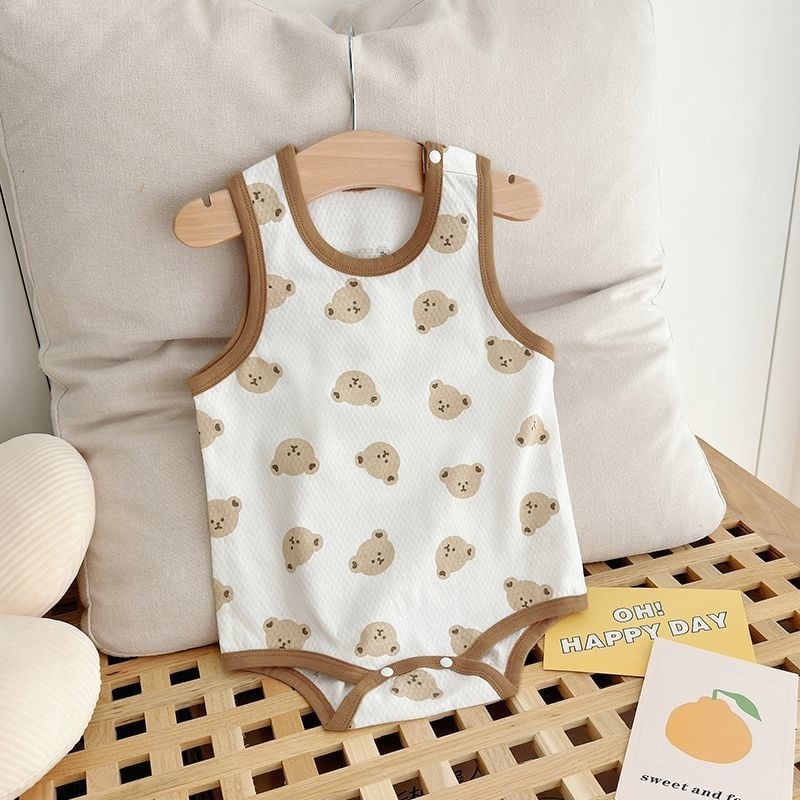 Βαμβακερό φορμάκι χωρίς μανίκια με τιράντες, σε στυλ δάσους, για βρέφη και νήπια το καλοκαίρι