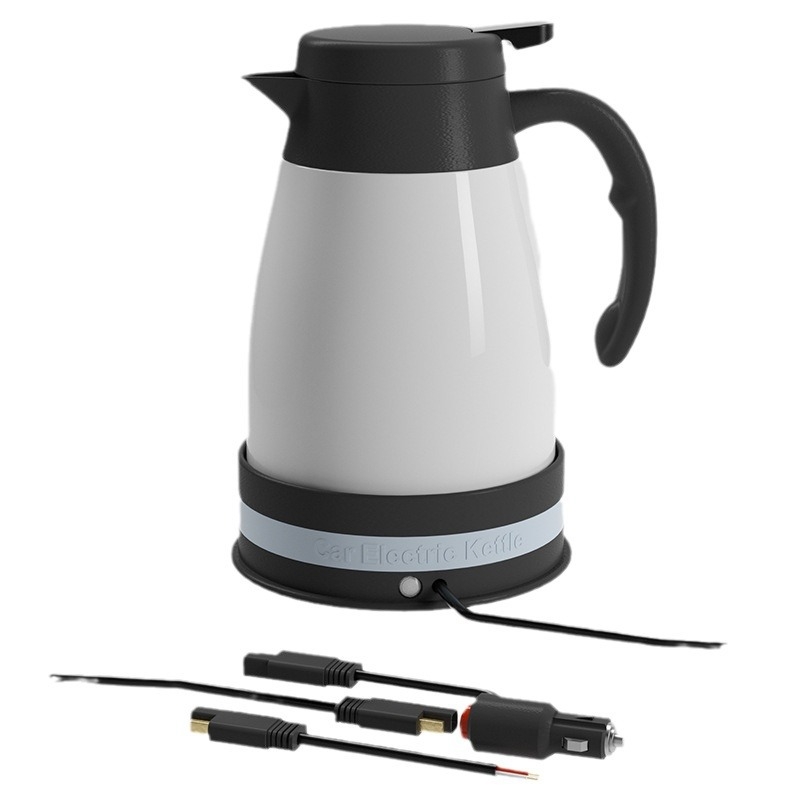 Autóba illő elektromos vízforraló, modell QHZ-1200, 12V/24V, 120W/240W, rozsdamentes acél és PP, gyors felfűtés