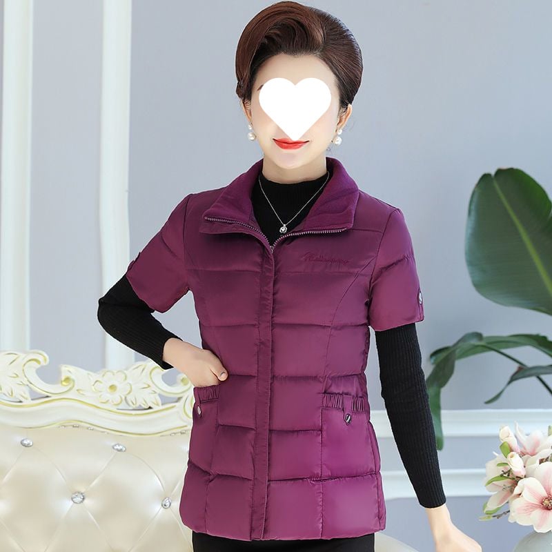 Γυναικείο γιλέκο χωρίς μανίκια, σε Plus Size, φθινοπωρινό-χειμερινό, V-λαιμόκοψη, γέμισμα μαλλί