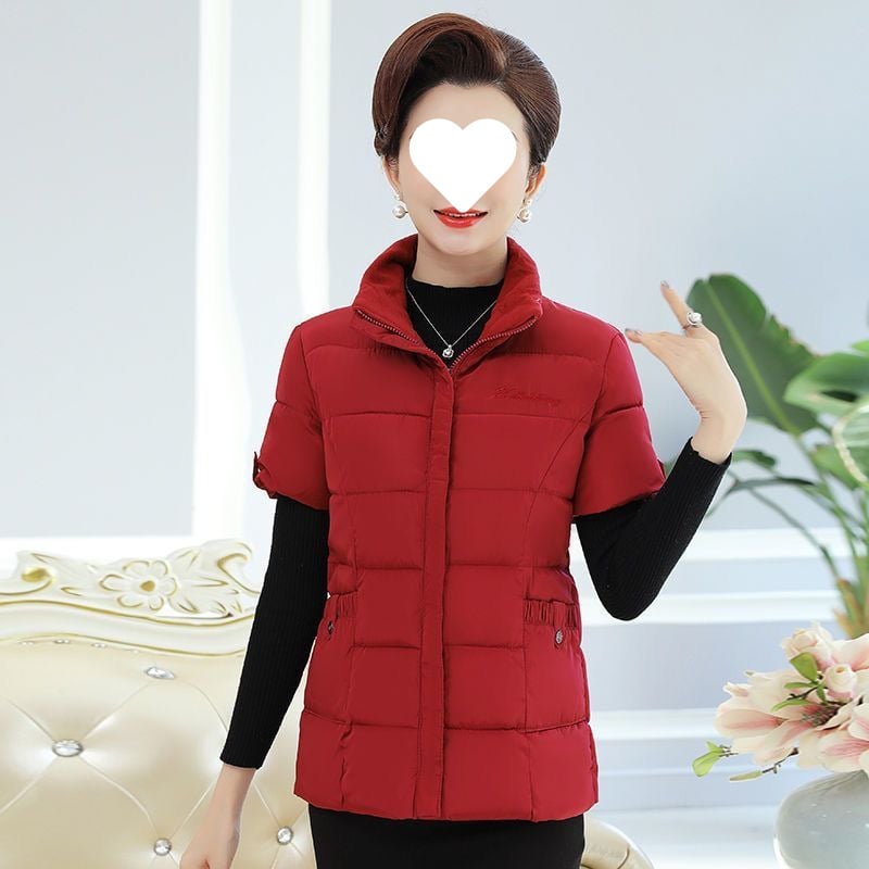 Γυναικείο γιλέκο χωρίς μανίκια, σε Plus Size, φθινοπωρινό-χειμερινό, V-λαιμόκοψη, γέμισμα μαλλί