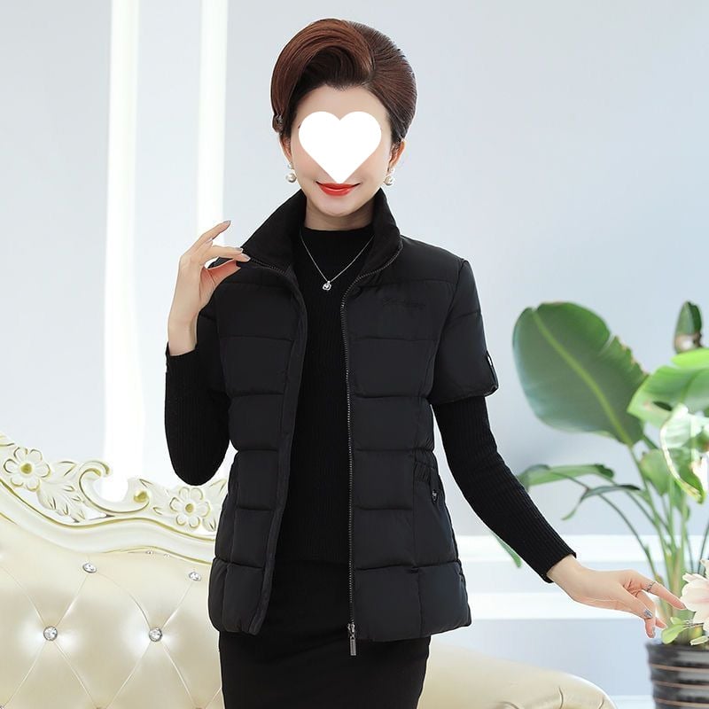 Γυναικείο γιλέκο χωρίς μανίκια, σε Plus Size, φθινοπωρινό-χειμερινό, V-λαιμόκοψη, γέμισμα μαλλί