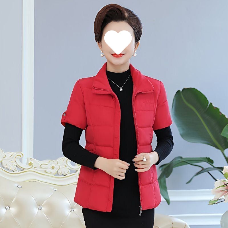 Γυναικείο γιλέκο χωρίς μανίκια, σε Plus Size, φθινοπωρινό-χειμερινό, V-λαιμόκοψη, γέμισμα μαλλί