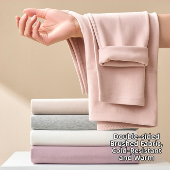 Pantaloni lungi termici de bază pentru femei, talie înaltă, 95–100% bumbac, grosime 251–300 g/m2, antibacterieni