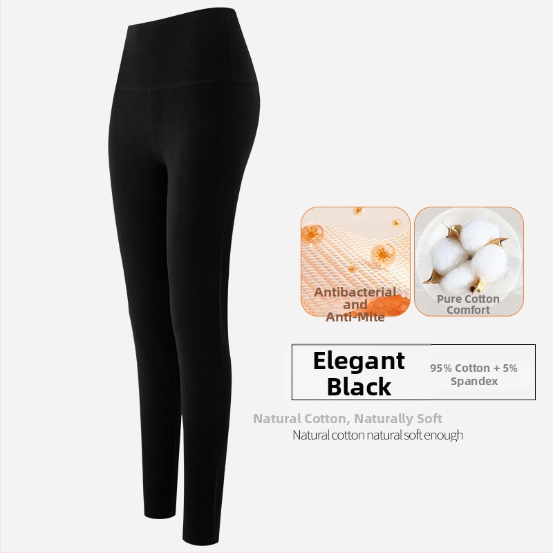 Pantaloni lungi termici de bază pentru femei, talie înaltă, 95–100% bumbac, grosime 251–300 g/m2, antibacterieni