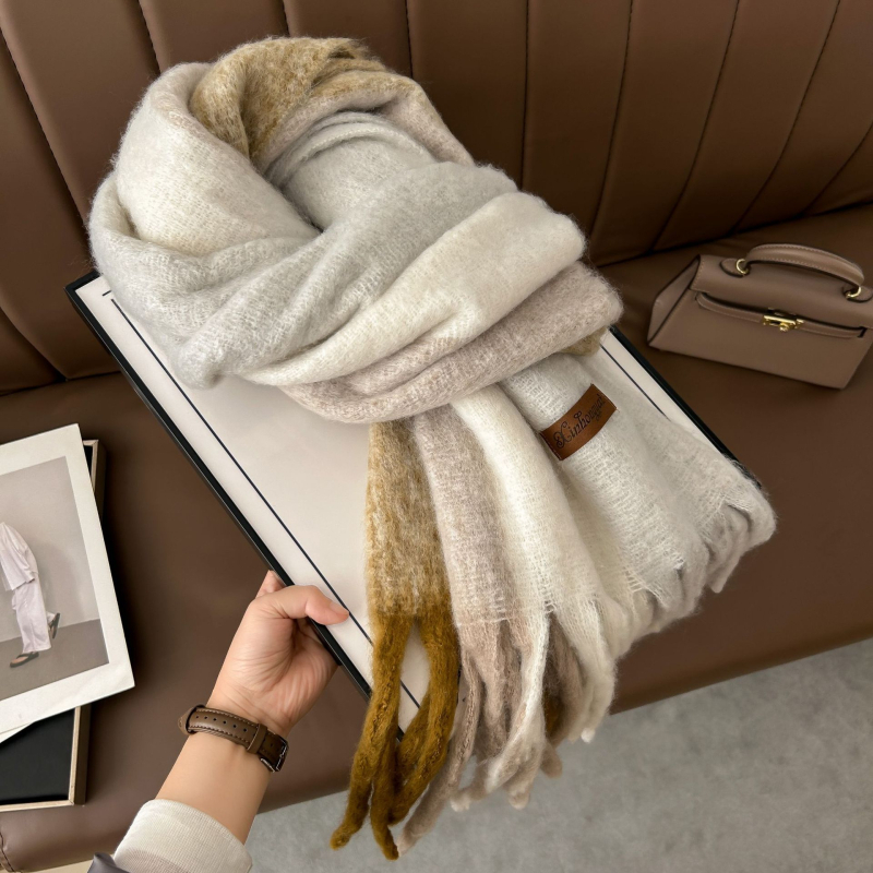 Šal od mohare, warp-knit pletenje, održava toplinu zimi, moderan gradski stil