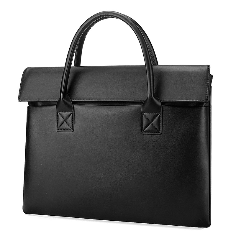 Ανδρική επαγγελματική τσάντα φορητού υπολογιστή από PU, μονόχρωμη, επένδυση πολυεστέρα, αδιάβροχη, ελαφριά
