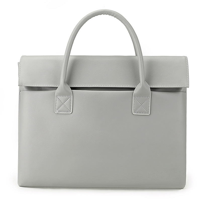 Ανδρική επαγγελματική τσάντα φορητού υπολογιστή από PU, μονόχρωμη, επένδυση πολυεστέρα, αδιάβροχη, ελαφριά