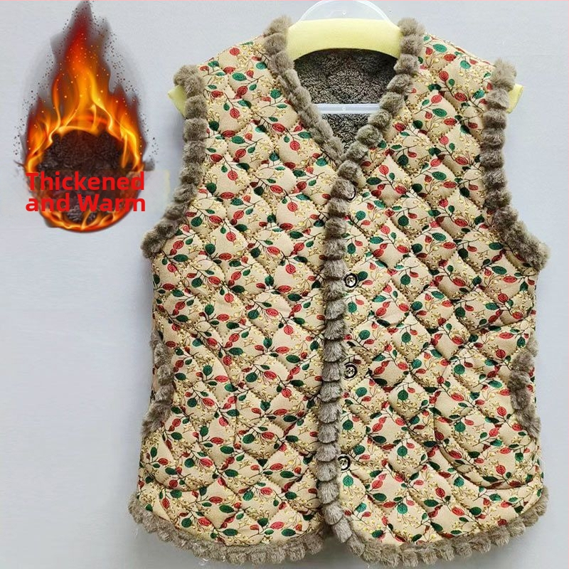 Γυναικείο γιλέκο από μαλλί αρνιού με γέμισμα μαλλί, V-λαιμός, ένα κουμπί, ultra‑κοντό μήκος