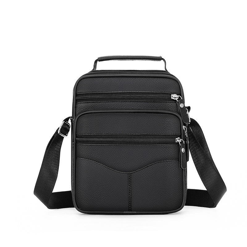 Férfi bőr váll- és keresztpántos oldaltáska - valódi bőr, felső réteg marhabőrből, vízálló, ultra könnyű, Cross-border stílus