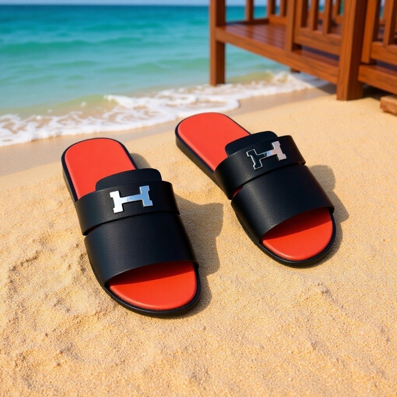 Muške slide sandale, korejska verzija i europski stil, gumena potplata, slip-on, proljeće 2025