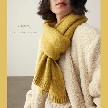 Gyapjúkeverék sál, koreai stílusú, hosszított hosszúságú, melegen tart télen, 61–70% gyapjú, poliészter