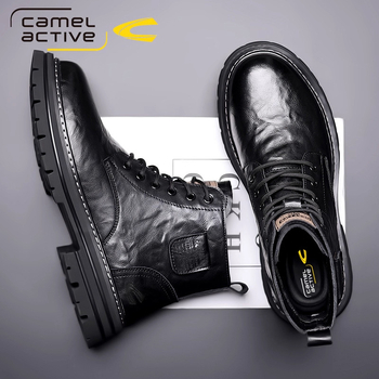 Ανδρικά μποτάκια Martin, μεσαίου ύψους, επάνω μέρος από γνήσιο δέρμα προβάτου, επένδυση από μαλλί και κασμίρι