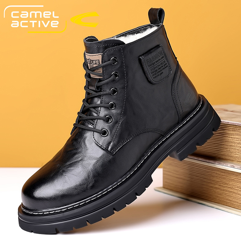 Ανδρικά μποτάκια Martin, μεσαίου ύψους, επάνω μέρος από γνήσιο δέρμα προβάτου, επένδυση από μαλλί και κασμίρι