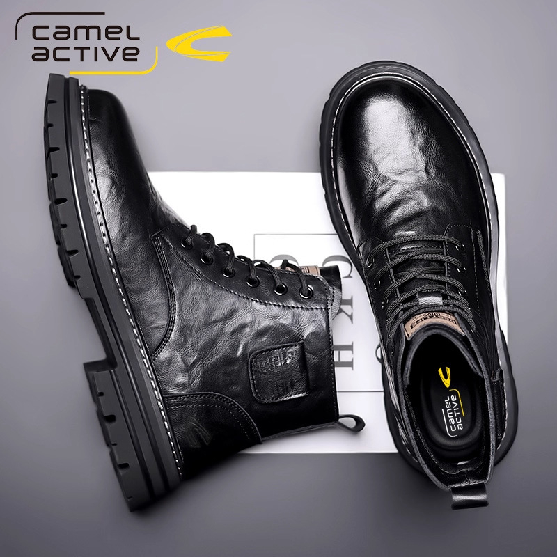 Ανδρικά μποτάκια Martin, μεσαίου ύψους, επάνω μέρος από γνήσιο δέρμα προβάτου, επένδυση από μαλλί και κασμίρι