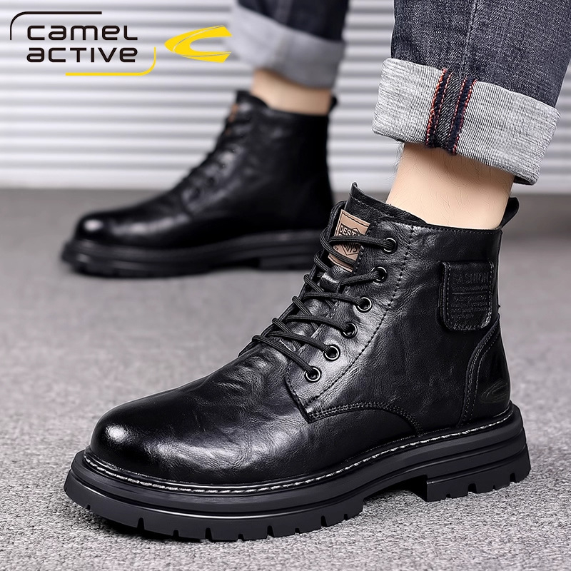 Ανδρικά μποτάκια Martin, μεσαίου ύψους, επάνω μέρος από γνήσιο δέρμα προβάτου, επένδυση από μαλλί και κασμίρι