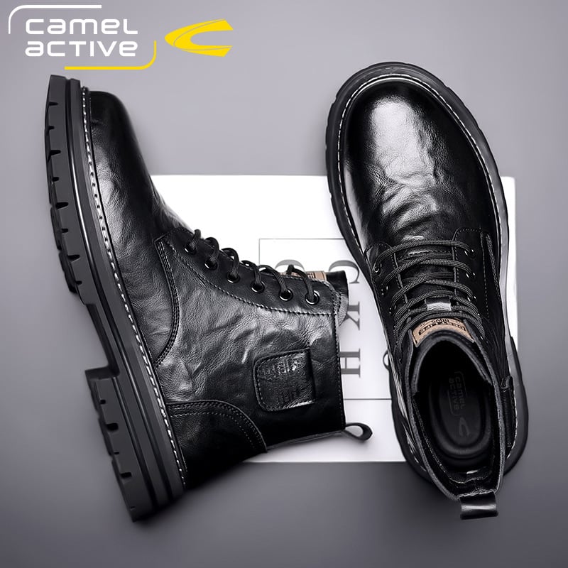 Ανδρικά μποτάκια Martin, μεσαίου ύψους, επάνω μέρος από γνήσιο δέρμα προβάτου, επένδυση από μαλλί και κασμίρι