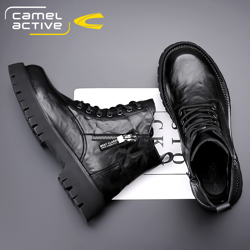 Ανδρικά μποτάκια Martin, μεσαίου ύψους, επάνω μέρος από γνήσιο δέρμα προβάτου, επένδυση από μαλλί και κασμίρι