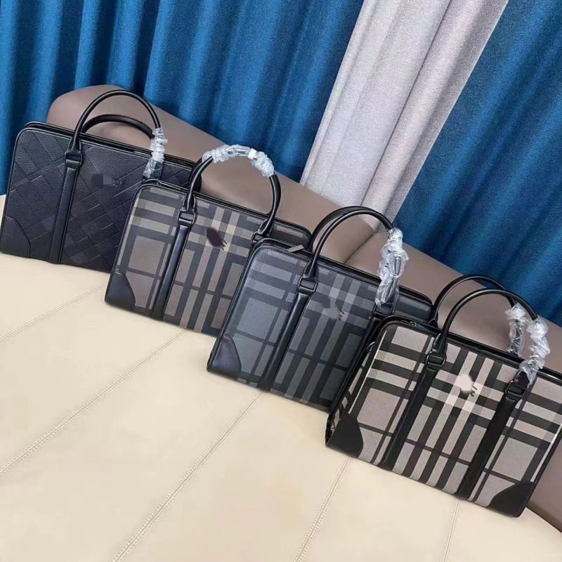 Muška poslovna torba - prava koža, karirani uzorak, poslovna putovanja, vodootporna