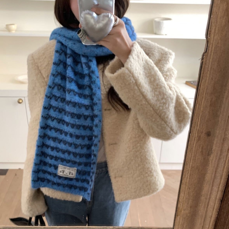Šal od vunene smjese - Warp-knitted, održava toplinu, zima, svjež i sladak stil