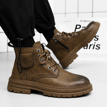 Ανδρικά μποτάκια Martin φθινοπωρινά, PU άνω μέρος, σόλα καουτσούκ, αντιολισθητικό, απορρόφηση κραδασμών, στρογγυλή μύτη