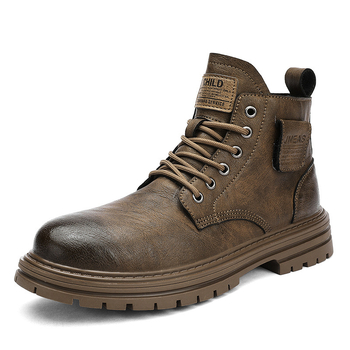 Ανδρικά μποτάκια Martin φθινοπωρινά, PU άνω μέρος, σόλα καουτσούκ, αντιολισθητικό, απορρόφηση κραδασμών, στρογγυλή μύτη