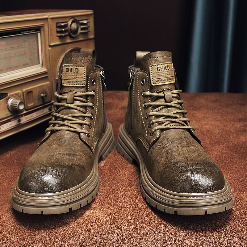 Ανδρικά μποτάκια Martin φθινοπωρινά, PU άνω μέρος, σόλα καουτσούκ, αντιολισθητικό, απορρόφηση κραδασμών, στρογγυλή μύτη