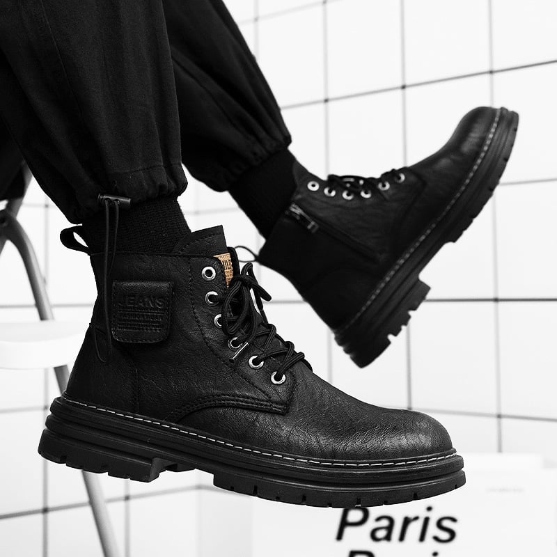 Ανδρικά μποτάκια Martin φθινοπωρινά, PU άνω μέρος, σόλα καουτσούκ, αντιολισθητικό, απορρόφηση κραδασμών, στρογγυλή μύτη