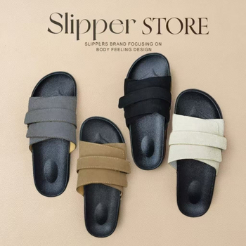 Férfi Velcro-sandálok suede bőrből - mindennapi stílus, bőrvarrásos Velcro-zárás, PVC talp, nyári modell 2025