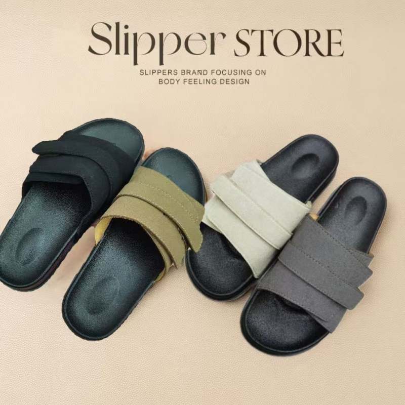 Férfi Velcro-sandálok suede bőrből - mindennapi stílus, bőrvarrásos Velcro-zárás, PVC talp, nyári modell 2025