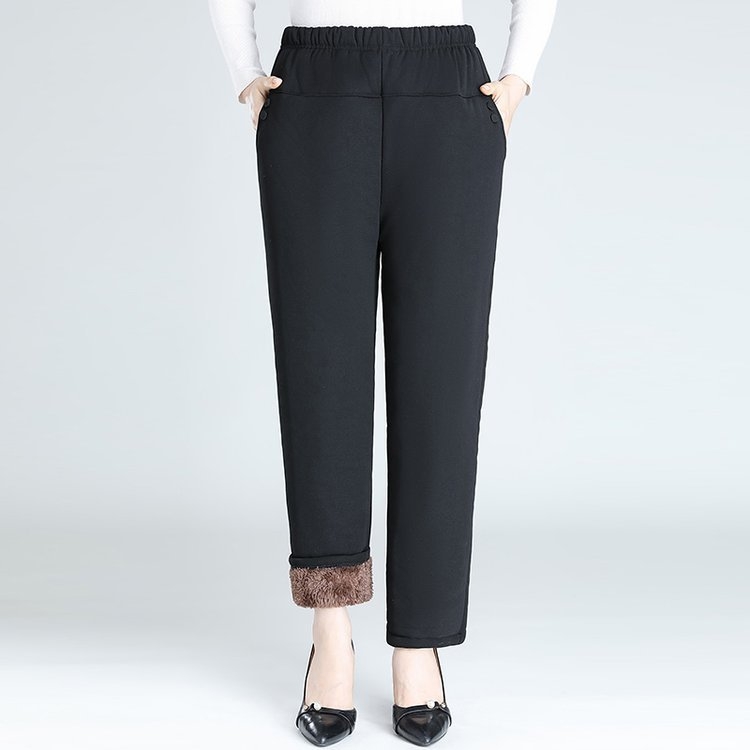 Női téli nadrág fleece béléssel, lazán szabott, hosszú, pamut-poliészter anyag, rendkívül vastag