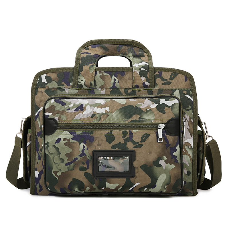 Τσάντα ώμου για φορητό υπολογιστή με καμουφλαζ μοντέλο, ανθεκτικό ύφασμα Οξφορντ, επένδυση πολυεστέρα, πολλαπλών διαμερισμάτων, κατάλληλη για επαγγελματικά ταξίδια