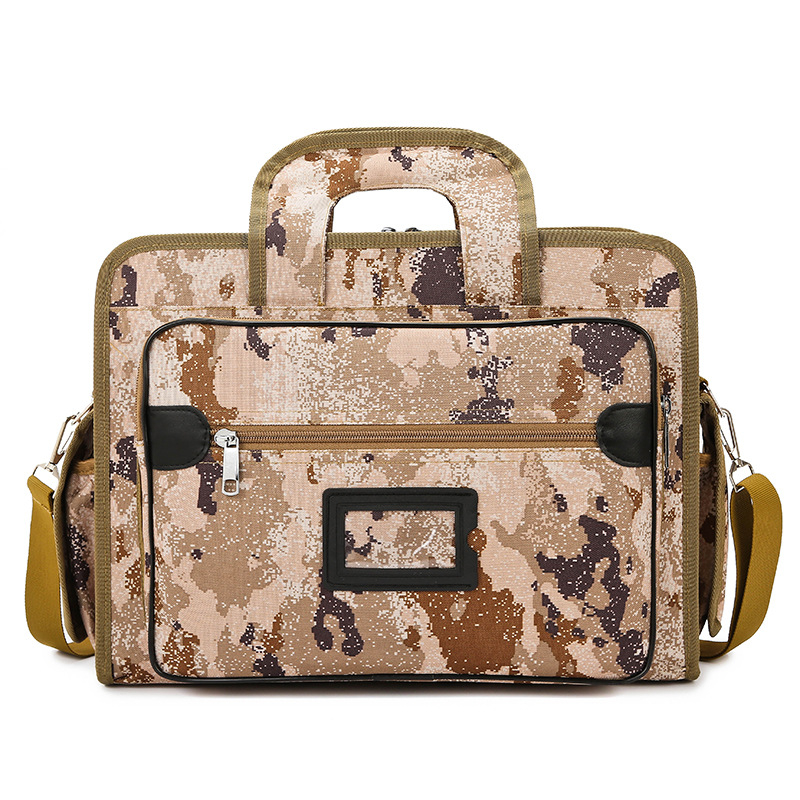Τσάντα ώμου για φορητό υπολογιστή με καμουφλαζ μοντέλο, ανθεκτικό ύφασμα Οξφορντ, επένδυση πολυεστέρα, πολλαπλών διαμερισμάτων, κατάλληλη για επαγγελματικά ταξίδια