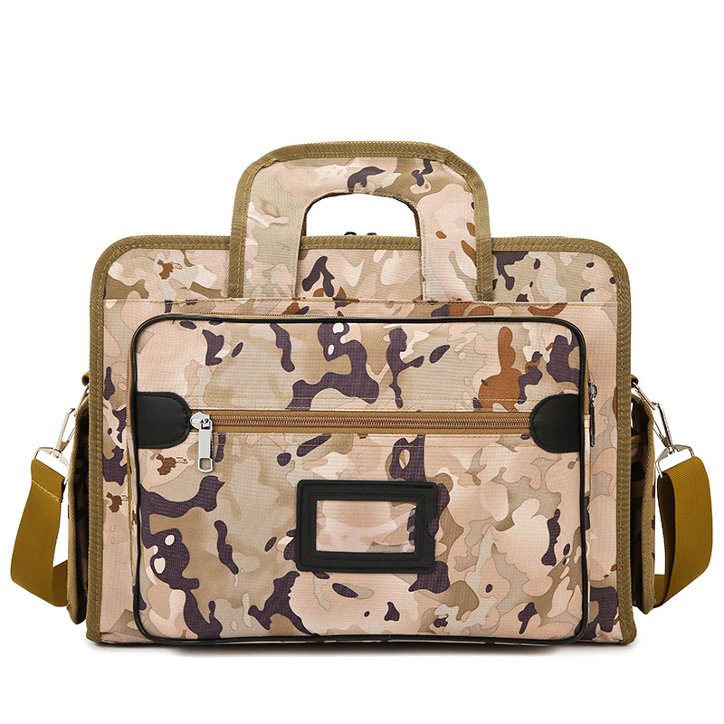 Τσάντα ώμου για φορητό υπολογιστή με καμουφλαζ μοντέλο, ανθεκτικό ύφασμα Οξφορντ, επένδυση πολυεστέρα, πολλαπλών διαμερισμάτων, κατάλληλη για επαγγελματικά ταξίδια