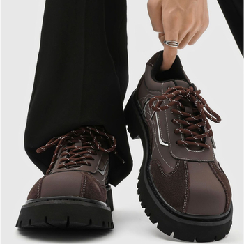 Kožne Derby cipele za muškarce – povećanje visine, patchwork gornji dio, debeli potplat, okrugli vrh