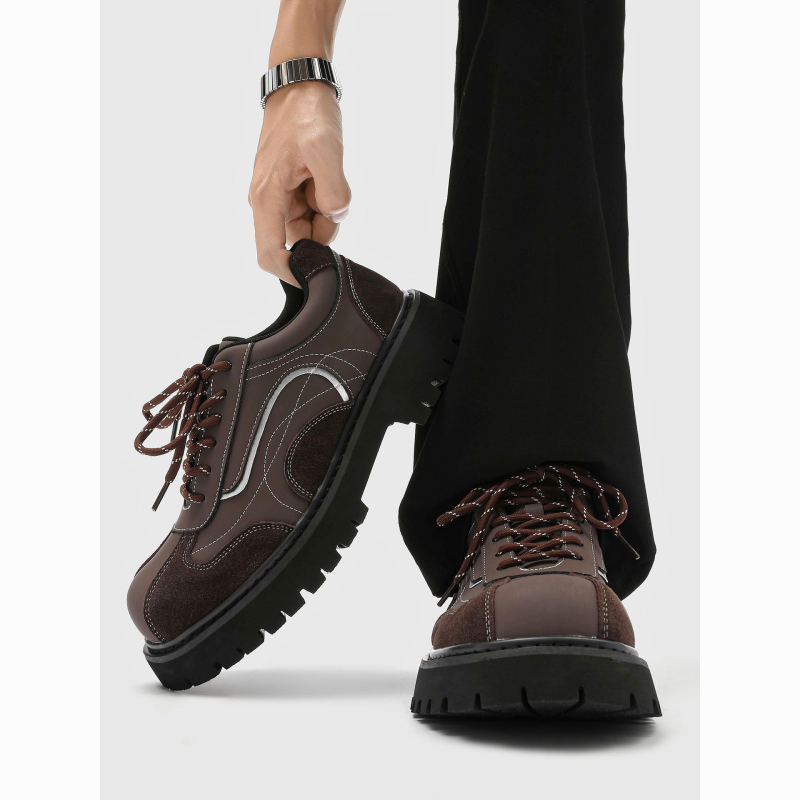 Kožne Derby cipele za muškarce – povećanje visine, patchwork gornji dio, debeli potplat, okrugli vrh