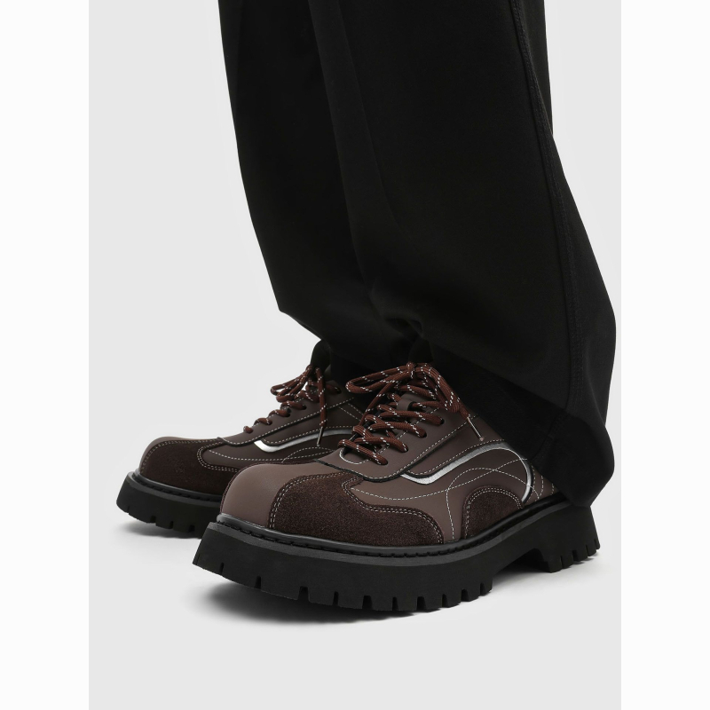 Kožne Derby cipele za muškarce – povećanje visine, patchwork gornji dio, debeli potplat, okrugli vrh