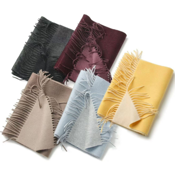 Кашмирен шал, двустранен двуцветен с ресни, Plain weave, поддържа топлината, Warp knitting