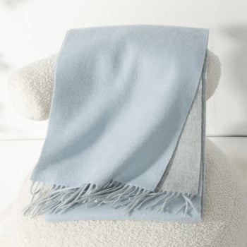 Кашмирен шал, двустранен двуцветен с ресни, Plain weave, поддържа топлината, Warp knitting