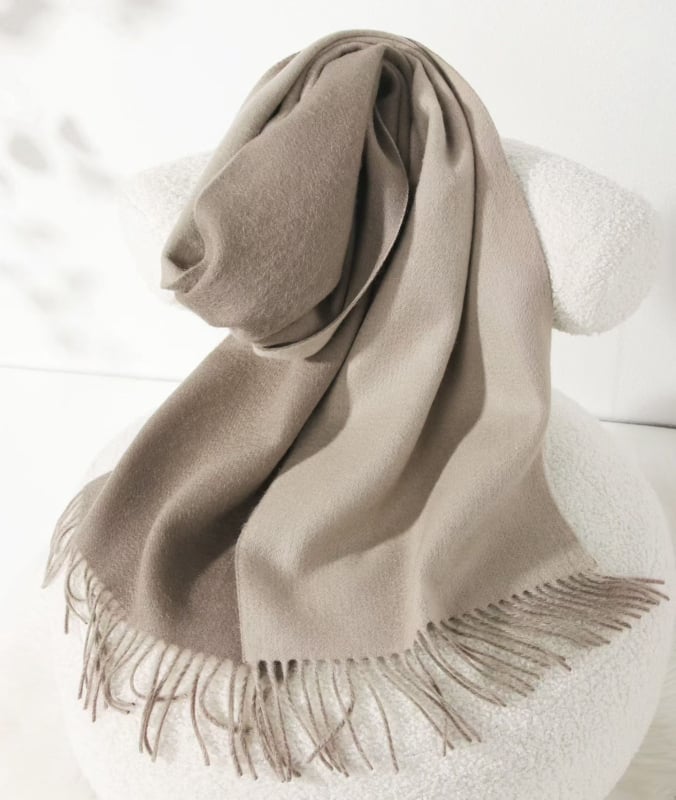 Кашмирен шал, двустранен двуцветен с ресни, Plain weave, поддържа топлината, Warp knitting