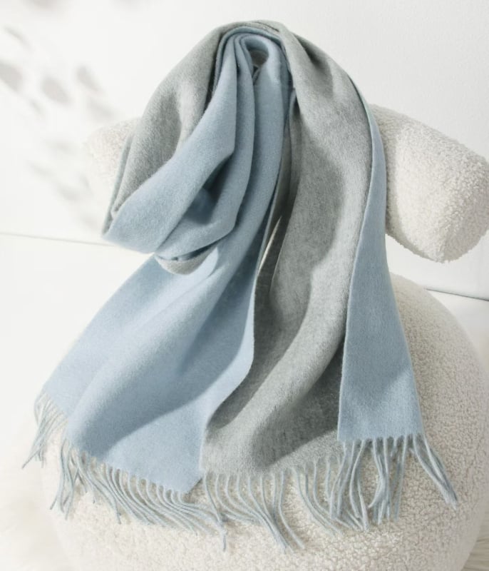 Кашмирен шал, двустранен двуцветен с ресни, Plain weave, поддържа топлината, Warp knitting